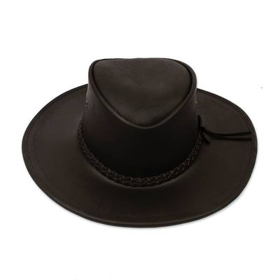 Alternate image for Black Leather Mens Hat from Mexico Outback Ranger in Black