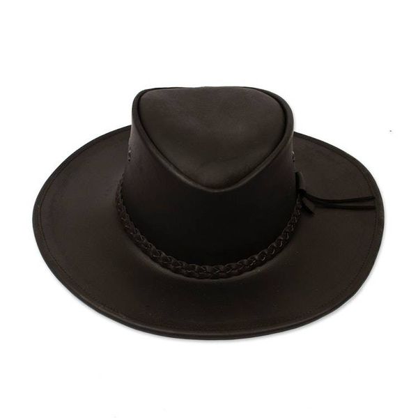 Alternate image for Black Leather Mens Hat from Mexico Outback Ranger in Black