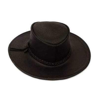 Alternate image for Black Leather Mens Hat from Mexico Outback Ranger in Black