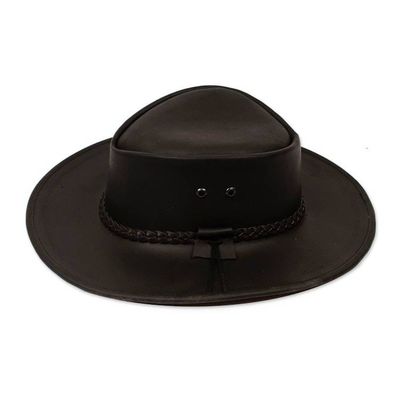 Alternate image for Black Leather Mens Hat from Mexico Outback Ranger in Black