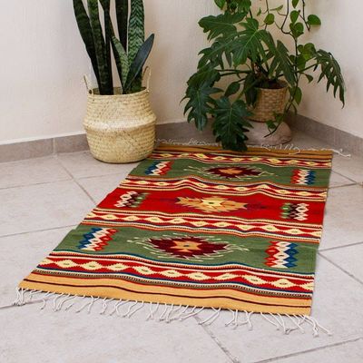 Primary image for Zapotec wool rug 2.5x5 Forest Sun