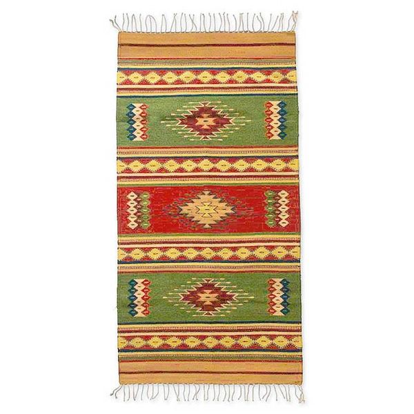 Alternate image for Zapotec wool rug 2.5x5 Forest Sun