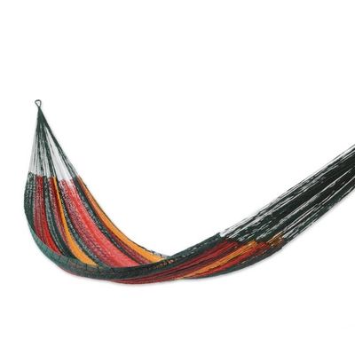 Alternate image for Unique Rope Hammock from Mexico Double Red Wine Sunset