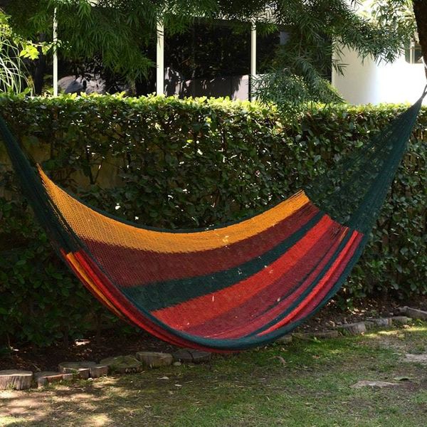 Alternate image for Unique Rope Hammock from Mexico Double Red Wine Sunset