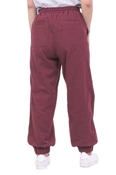Alternate image for Bordeaux Cotton Twill Jogger Pants with Drawstring Waist Casual in Wine