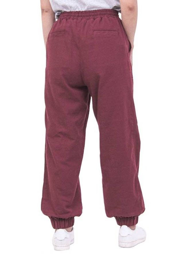 Alternate image for Bordeaux Cotton Twill Jogger Pants with Drawstring Waist Casual in Wine