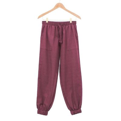 Alternate image for Bordeaux Cotton Twill Jogger Pants with Drawstring Waist Casual in Wine
