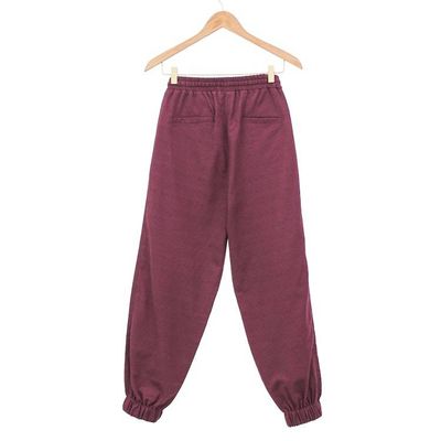 Alternate image for Bordeaux Cotton Twill Jogger Pants with Drawstring Waist Casual in Wine