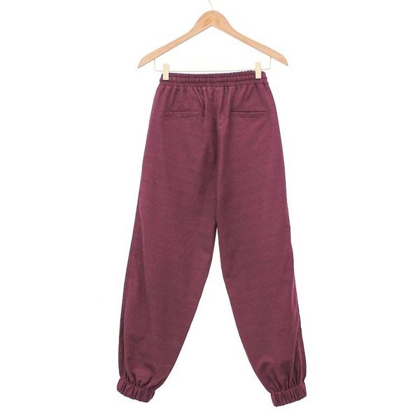 Alternate image for Bordeaux Cotton Twill Jogger Pants with Drawstring Waist Casual in Wine