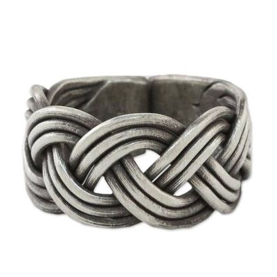 Alternate image for Braided Sterling Silver Wrap Ring from Thailand Woven Charm