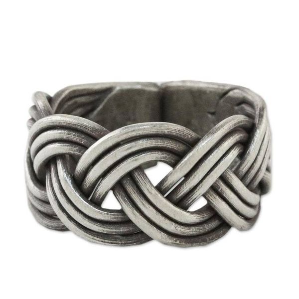 Alternate image for Braided Sterling Silver Wrap Ring from Thailand Woven Charm
