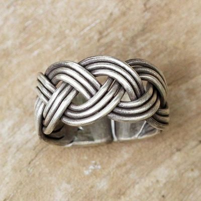 Alternate image for Braided Sterling Silver Wrap Ring from Thailand Woven Charm