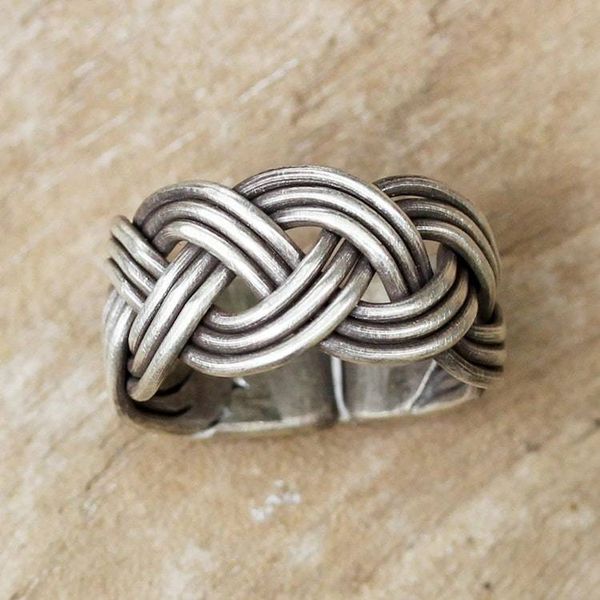 Alternate image for Braided Sterling Silver Wrap Ring from Thailand Woven Charm