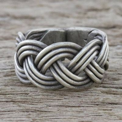 Alternate image for Braided Sterling Silver Wrap Ring from Thailand Woven Charm