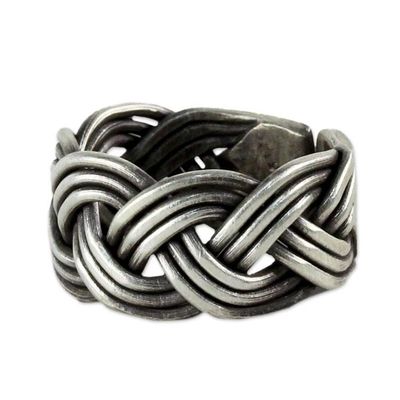 Alternate image for Braided Sterling Silver Wrap Ring from Thailand Woven Charm