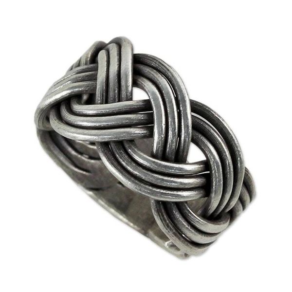 Alternate image for Braided Sterling Silver Wrap Ring from Thailand Woven Charm