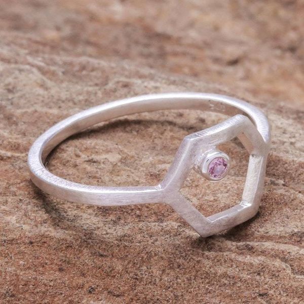 Alternate image for Hand Made Sterling Silver and Tourmaline Ring Honey Rose