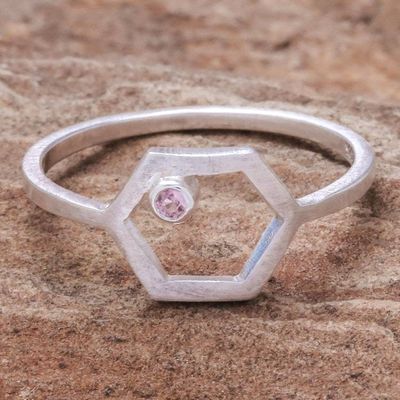 Alternate image for Hand Made Sterling Silver and Tourmaline Ring Honey Rose