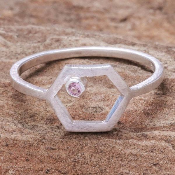 Alternate image for Hand Made Sterling Silver and Tourmaline Ring Honey Rose
