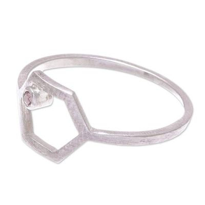 Alternate image for Hand Made Sterling Silver and Tourmaline Ring Honey Rose