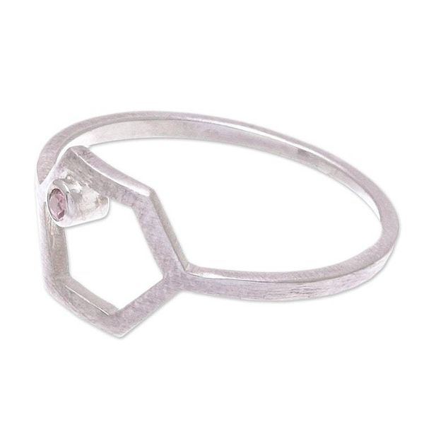 Alternate image for Hand Made Sterling Silver and Tourmaline Ring Honey Rose