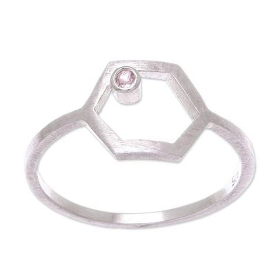 Alternate image for Hand Made Sterling Silver and Tourmaline Ring Honey Rose