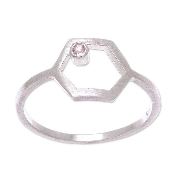 Alternate image for Hand Made Sterling Silver and Tourmaline Ring Honey Rose