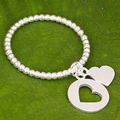Alternate image for Heart Shaped Sterling Silver Charm Ring from Thailand Perfect Fit