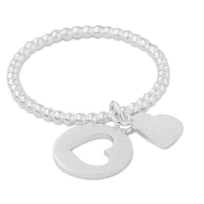 Alternate image for Heart Shaped Sterling Silver Charm Ring from Thailand Perfect Fit