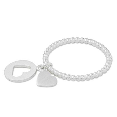 Alternate image for Heart Shaped Sterling Silver Charm Ring from Thailand Perfect Fit