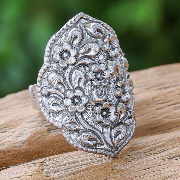 Alternate image for Floral Sterling Silver Cocktail Ring from Thailand Charming Daisies