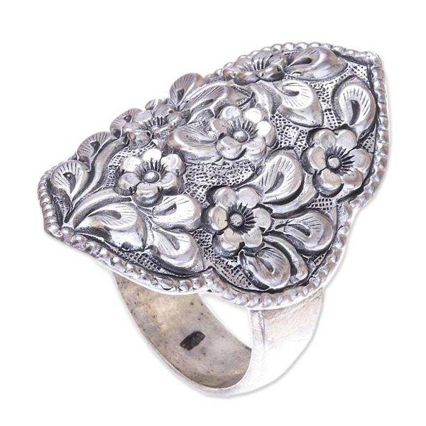 Alternate image for Floral Sterling Silver Cocktail Ring from Thailand Charming Daisies