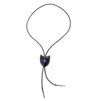 Primary image for Lapis Lazuli and Leather Bolo Tie from Thailand Blue Shield