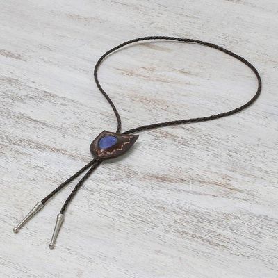 Alternate image for Lapis Lazuli and Leather Bolo Tie from Thailand Blue Shield