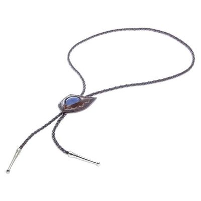Alternate image for Lapis Lazuli and Leather Bolo Tie from Thailand Blue Shield