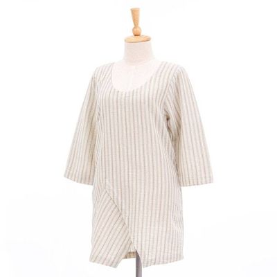 Alternate image for All Cotton Tunic from Thailand Noble Stripe in Green