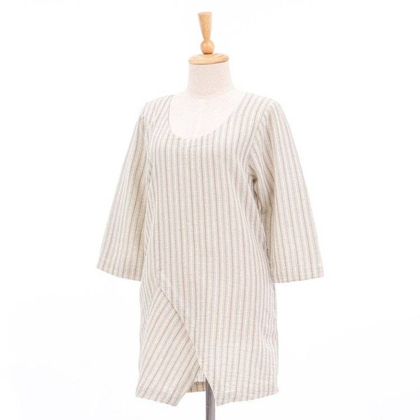 Alternate image for All Cotton Tunic from Thailand Noble Stripe in Green