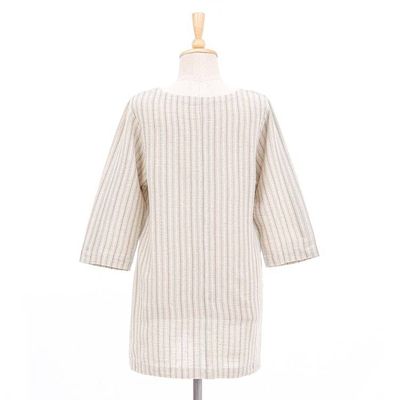 Alternate image for All Cotton Tunic from Thailand Noble Stripe in Green