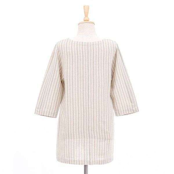 Alternate image for All Cotton Tunic from Thailand Noble Stripe in Green