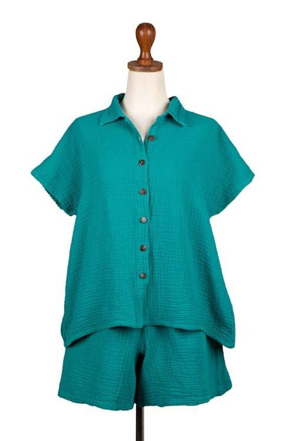 Alternate image for 100 Cotton Lounge Set with Short-Sleeved Shirt and Shorts Easy Summer