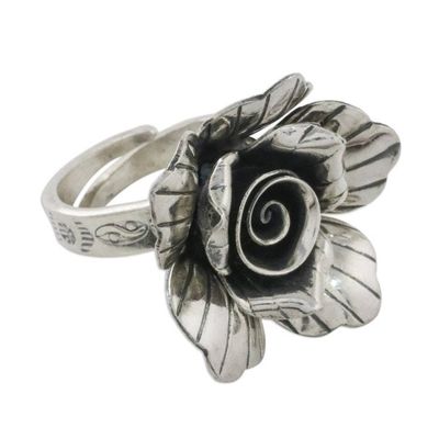 Alternate image for Hand Made Hill Tribe Silver Cocktail Ring Forever Jasmine