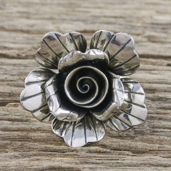 Alternate image for Hand Made Hill Tribe Silver Cocktail Ring Forever Jasmine