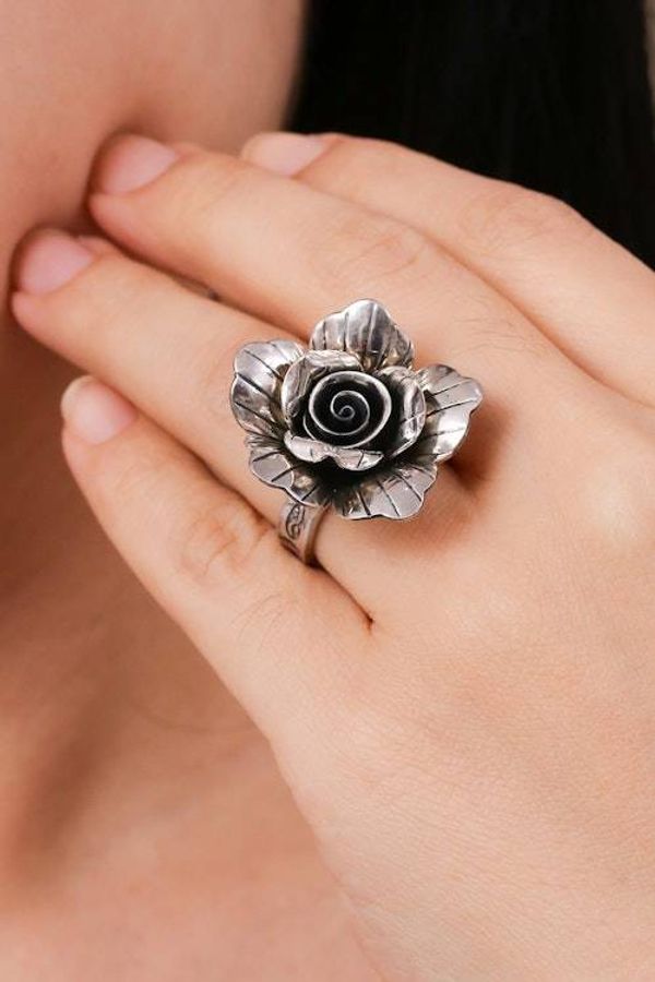 Alternate image for Hand Made Hill Tribe Silver Cocktail Ring Forever Jasmine