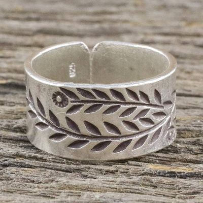Main image for Sterling Silver Wrap Ring with Leaf Motif Silver Garden