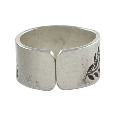 Alternate image for Sterling Silver Wrap Ring with Leaf Motif Silver Garden