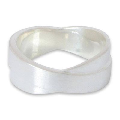 Alternate image for Handmade Modern Sterling Silver Band Ring Infinite Lanna