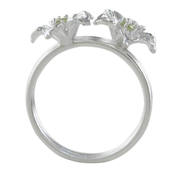 Alternate image for Thai Peridot and Sterling Silver Floral Cocktail Ring Green Winter Blooms