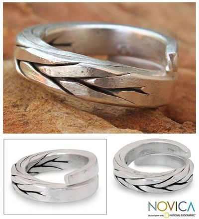 Primary image for Mens Silver Wrap Ring Hill Tribe Braid