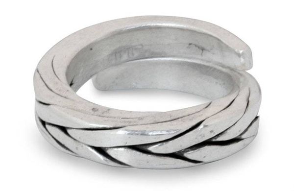 Alternate image for Mens Silver Wrap Ring Hill Tribe Braid