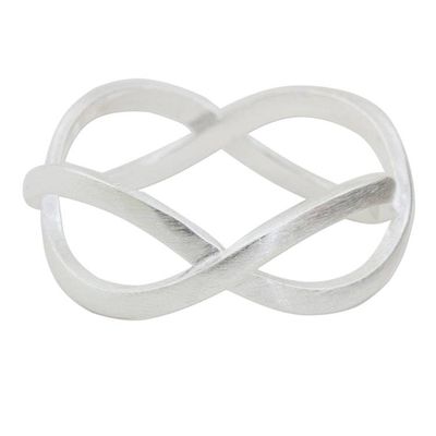 Alternate image for Geometric Band Ring Handcrafted in Brushed Sterling Silver Union of Two